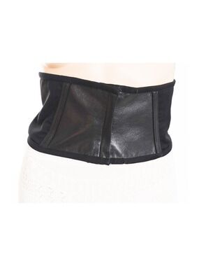 GIANNI VERSACE Vintage Black High Waist Wide Leather Belt Size 38 XS